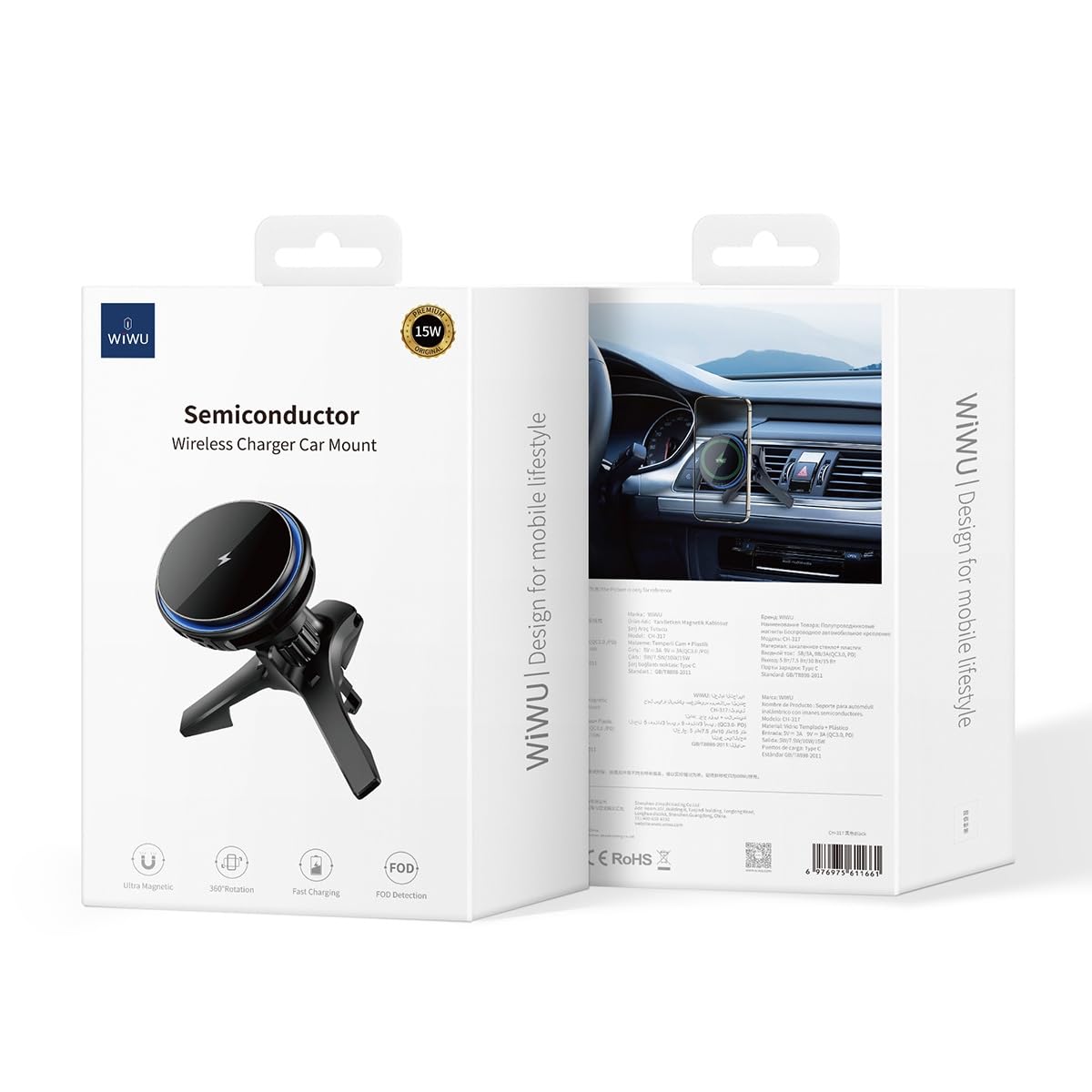 Wiwu Semiconductor Carga Rápida con Refrigeración Activa - Cargador inalámbrico de carro