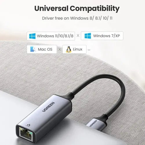 Ugreen Adaptador De Red Usb 3.0 A Ethernet Rj45 Laptop Pc Color Space gray