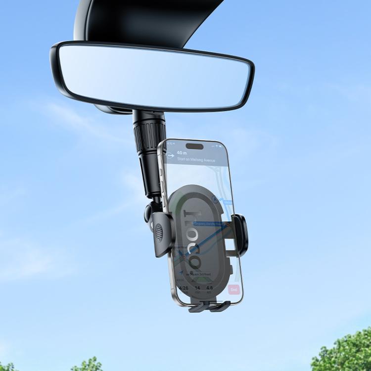 Soporte de celular para retrovisor Hoco H88 Rally ultra delgado – negro.