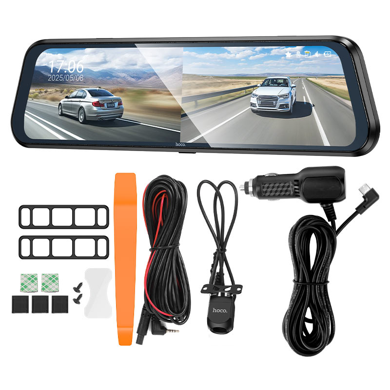 DV16 – Espejo Retrovisor Inteligente 9.66" con Cámara Dual