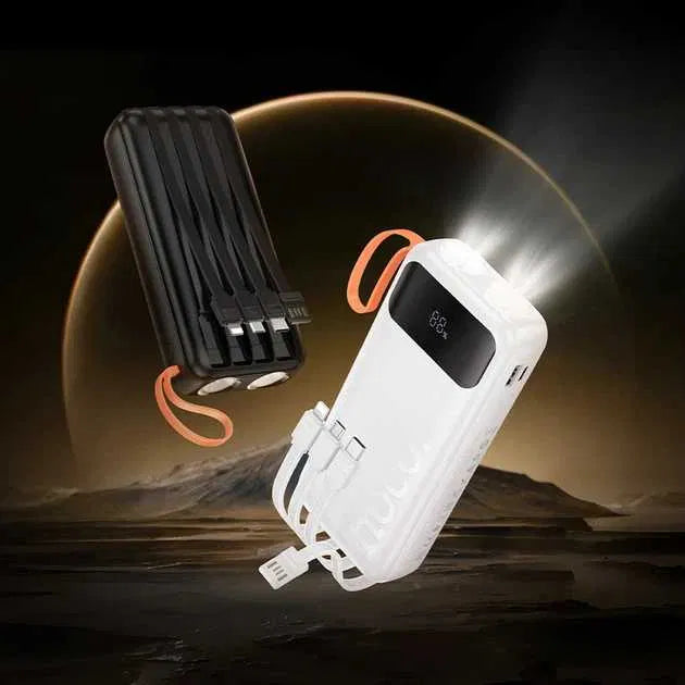 Power Bank Hoco J151A 20,000mAh con 4 Cables Integrados y Doble Linterna LED