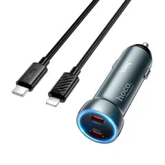 HOCO Z54B – Cargador de Auto Dual Type-C 60W (Carga Rápida)
